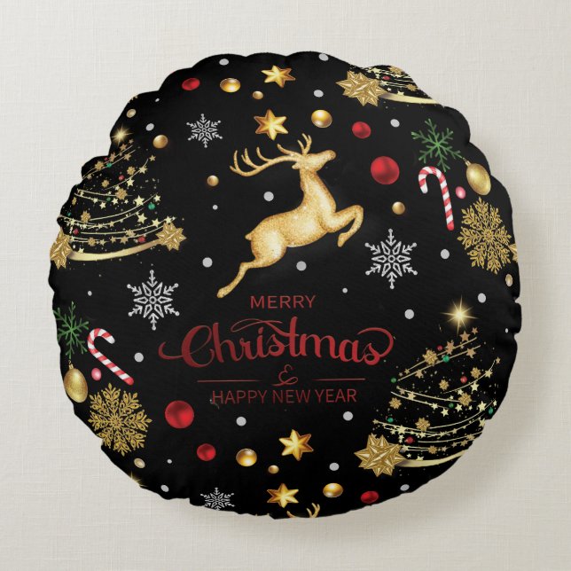 Red Merry Christmas TreeThrow Pillow (Front)