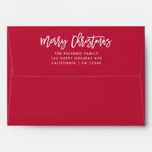 Red Merry Christmas Typography family address Envelope