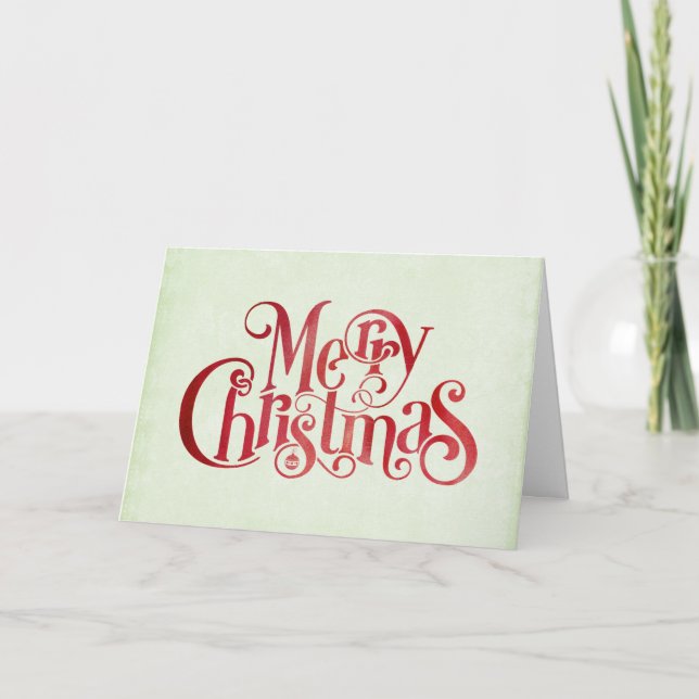Red Merry Christmas Typography Festive Font Card (Front)