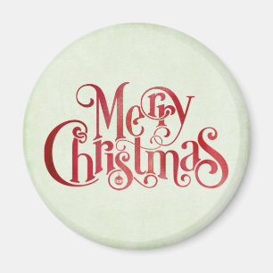 Red Merry Christmas Typography Festive Font Magnet