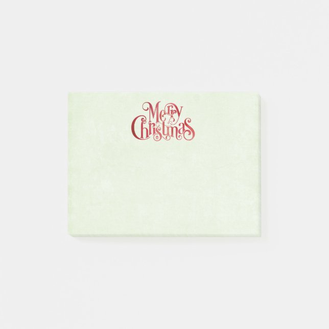 Red Merry Christmas Typography Festive Font Post-it Notes (Front)