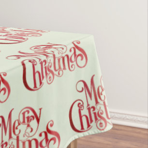 Red Merry Christmas Typography Festive Font Tablecloth
