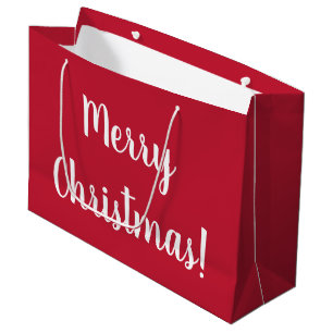 Red Merry Christmas Typography Script Large Gift Bag