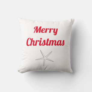 Red Merry Christmas White Starfish Cute Gift Cushion