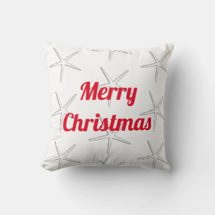 Red Merry Christmas White Starfish Patterns Gift Cushion