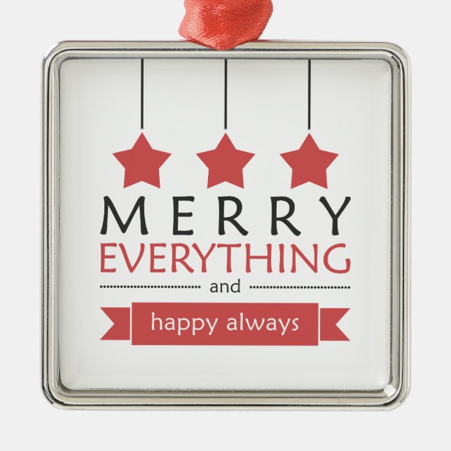 Red Merry Everything Holiday Metal Tree Decoration (Front)