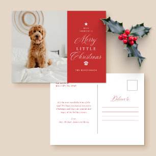 Red Merry Little Christmas Pet Holiday Postcard