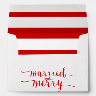 Red Merry & Married Holiday Printed Envelope