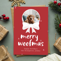 Red Merry Woofmas Cute Dog Pet Christmas Photo