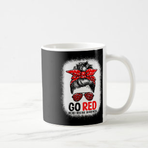 Red Messy Bun Women In February - Heart Disease Aw Coffee Mug
