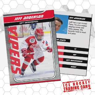 Red Metal Ice Hockey Trading Card