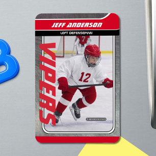 Red Metal Ice Hockey Trading Card Magnetic Dry Era Magnet