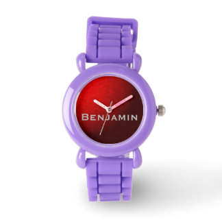 Red Metallic and Glitter Watch with Name