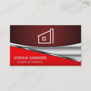 Red Metallic Background Realtor Business Card