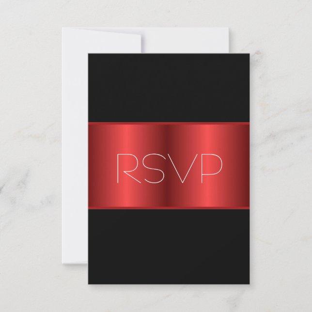 Red Metallic black RSVP Card (Front)