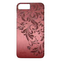 Red Metallic Brushed Aluminium & Burgundy Lace