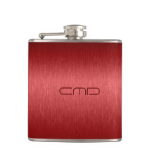 Red Metallic Brushed Aluminium Look Hip Flask