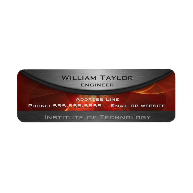 Red Metallic Elegance Return Address Label (Front)