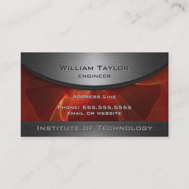 Red Metallic Elegance with QR code Business Card (Front)
