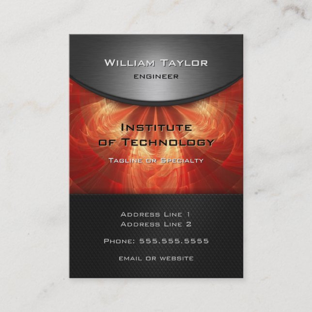 Red Metallic Elegance with QR code vertical Business Card (Front)