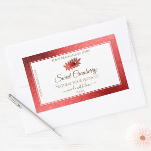 Red Metallic Glitter White Product Labels Ladybug