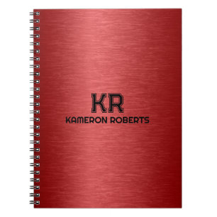 Red Metallic Texture Custom Black Text Notebook