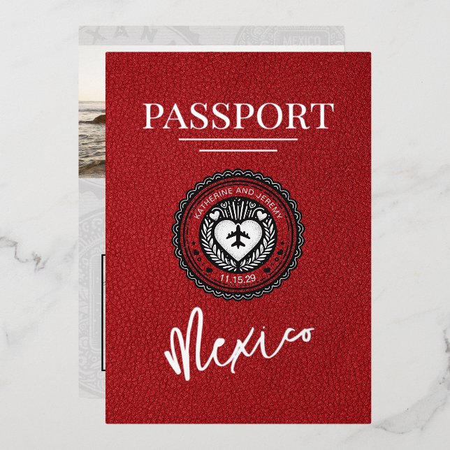 Red Mexico Passport Wedding (Front/Back)