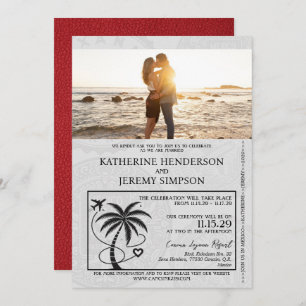 Red Mexico Passport Wedding Invitation