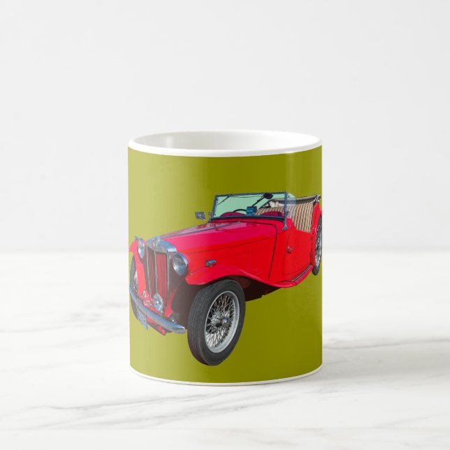 Red MG Convertible Antique Sportscar Coffee Mug (Center)