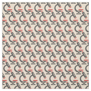 Red Microscope Science Tiled Design Fabric