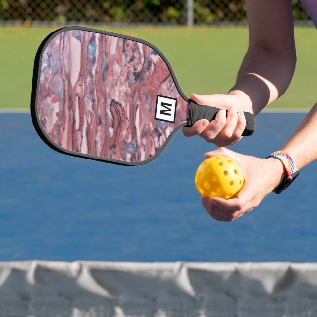Red Mineral Abstract Pattern with Initial Pickleball Paddle (Insitu)