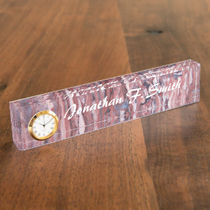 Red Mineral Stone Abstract Pattern Nameplate