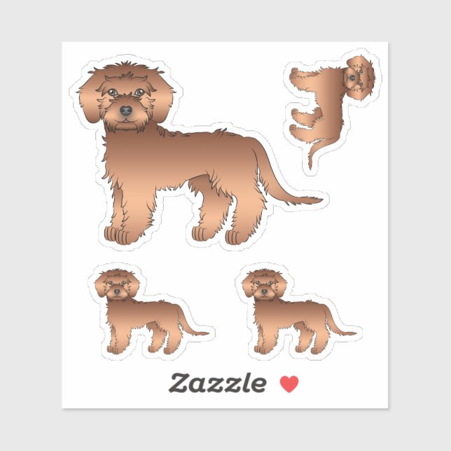 Red Mini Goldendoodle Cute Cartoon Dog (Sheet)