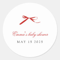 Red minimal bow Baby Shower Sticker