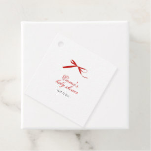 Red Minimal Bow Square Favour Tag