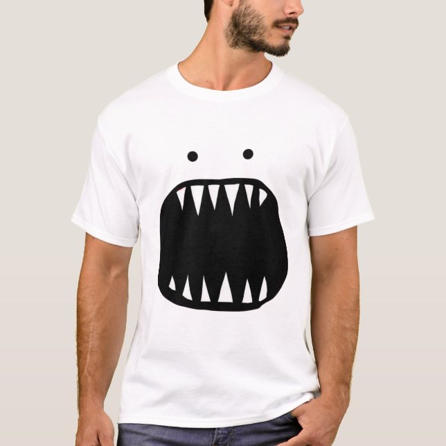 Red Minimal Monster Face T-Shirt (Front)