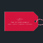 Red Minimal Personalised A Gift From Family Name  Tags<br><div class="desc">Minimalist Personalised A Gift From Family Name Gift Tags in Christmas Red</div>