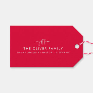 Red Minimal Personalised A Gift From Family Name  Tags