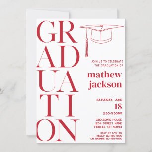 Red Minimalist '24 Graduation Party Personalised Invitation