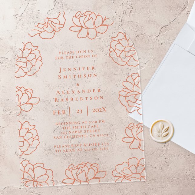 Red Minimalist Botanical Wedding Invitation (Creator Uploaded)