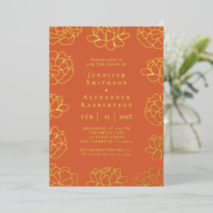Red Minimalist Botanical Wedding Invitation