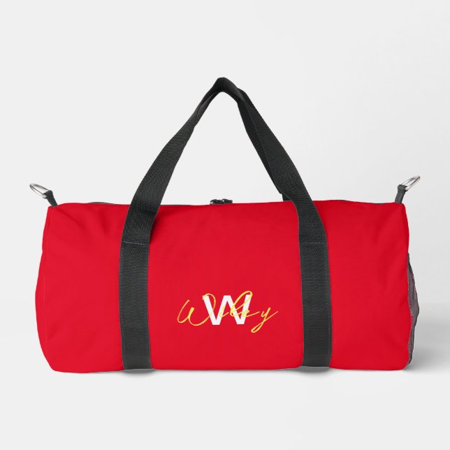 Red minimalist business Duffle Bag (Front)
