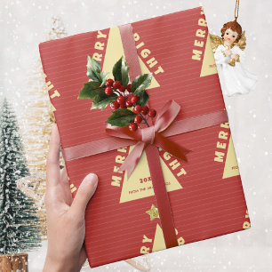 Red Minimalist Christmas Tree Pattern Wrapping Paper
