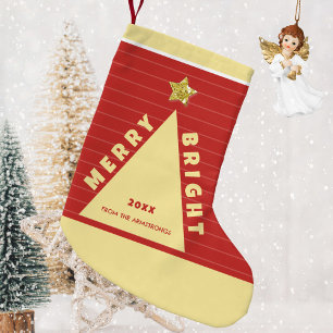 Red Minimalist Christmas Tree Stocking