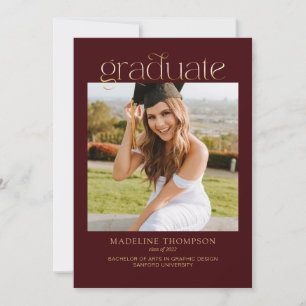 Red Minimalist Classy Photo Collage Graduation Invitation