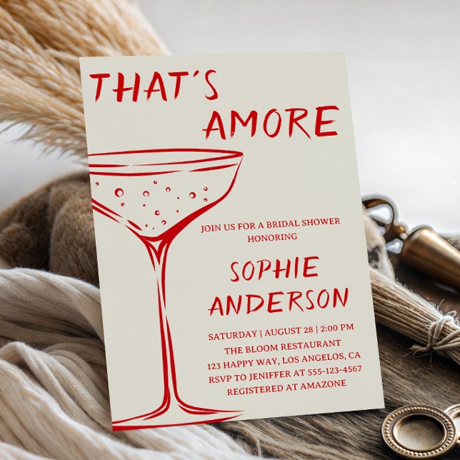 Red Minimalist Cocktail Bridal Shower Invitation (Creator Uploaded)
