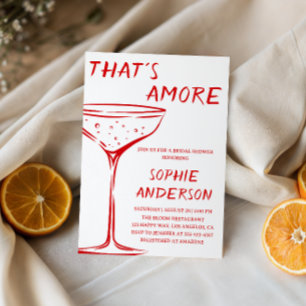 Red Minimalist Cocktail Bridal Shower Invitation