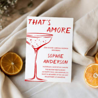 Red Minimalist Cocktail Bridal Shower Invitation