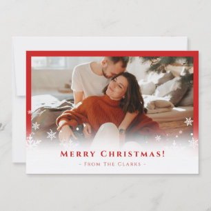 Red Minimalist Family Greeting Merry Christmas Holiday Card