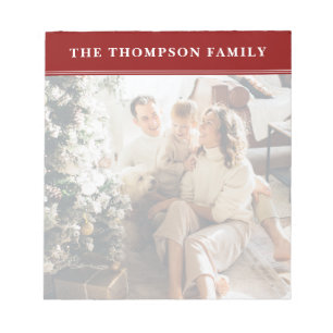 Red Minimalist Family Photo Notepad